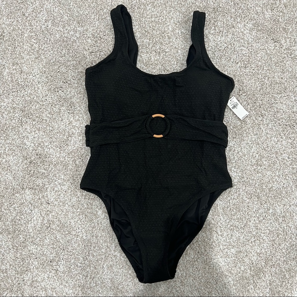 Women’s belted crochet one piece swimsuit